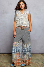 POL Button Down Cropped Crochet Vest with Scalloped Edge