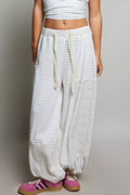 POL Patchwork Mixed Knit Wide Leg Pants IVORY MULTI