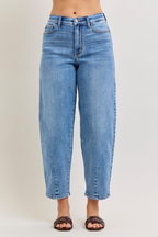 Judy Blue High Waist Front Darts Back Yoke Barrel Denim Jeans 82712