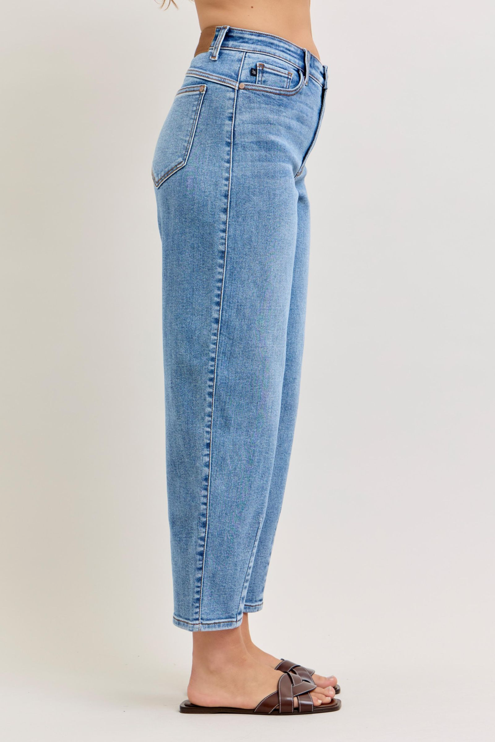 Judy Blue High Waist Front Darts Back Yoke Barrel Denim Jeans 82712