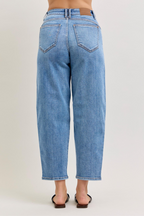 Judy Blue High Waist Front Darts Back Yoke Barrel Denim Jeans 82712