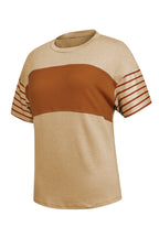 Red Dahlia Color Block Striped Detail Loose T Shirt