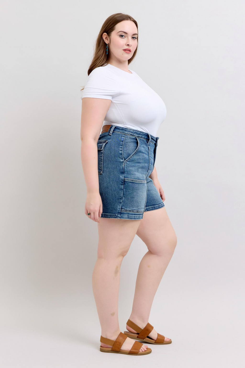 Judy Blue High Waist Denim Shorts with Utility Pockets - Regular & Plus Sizes