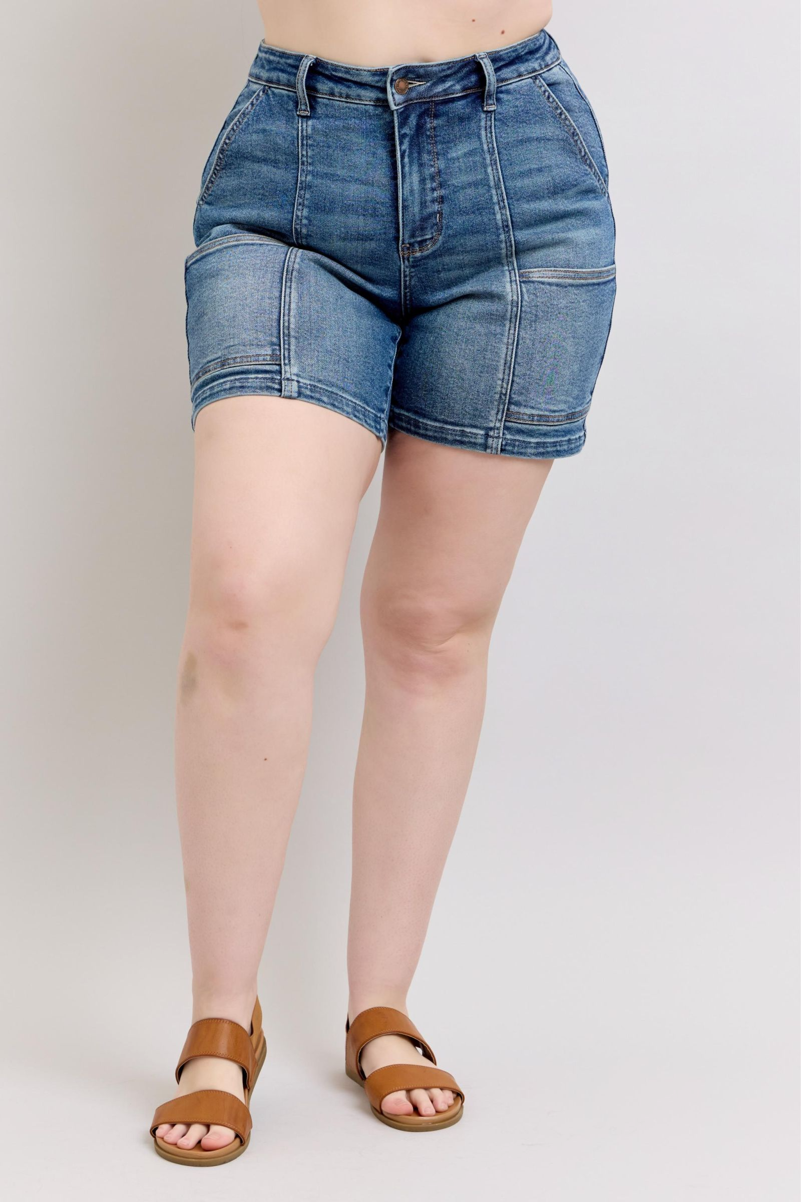 Judy Blue High Waist Denim Shorts with Utility Pockets - Regular & Plus Sizes