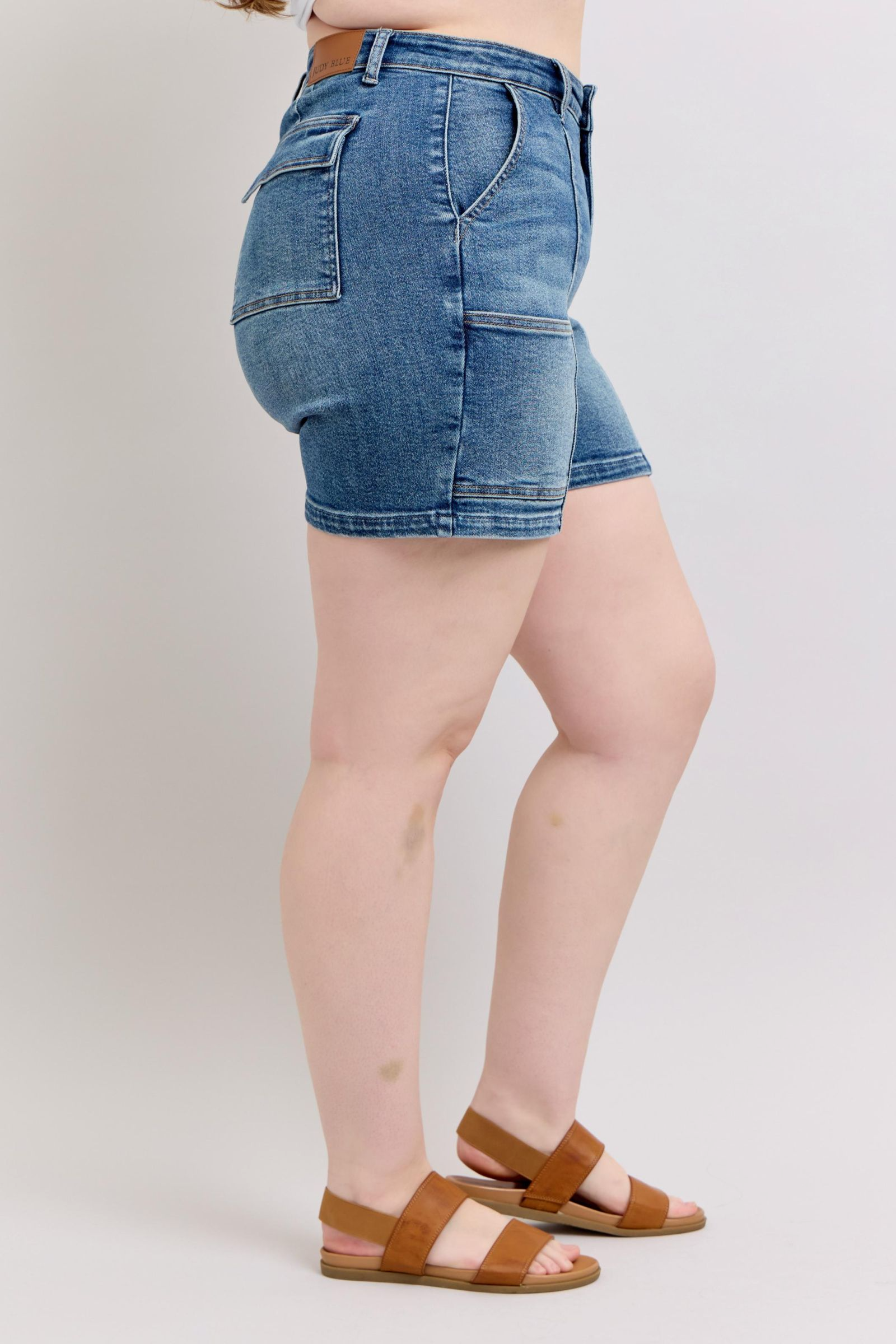 Judy Blue High Waist Denim Shorts with Utility Pockets - Regular & Plus Sizes