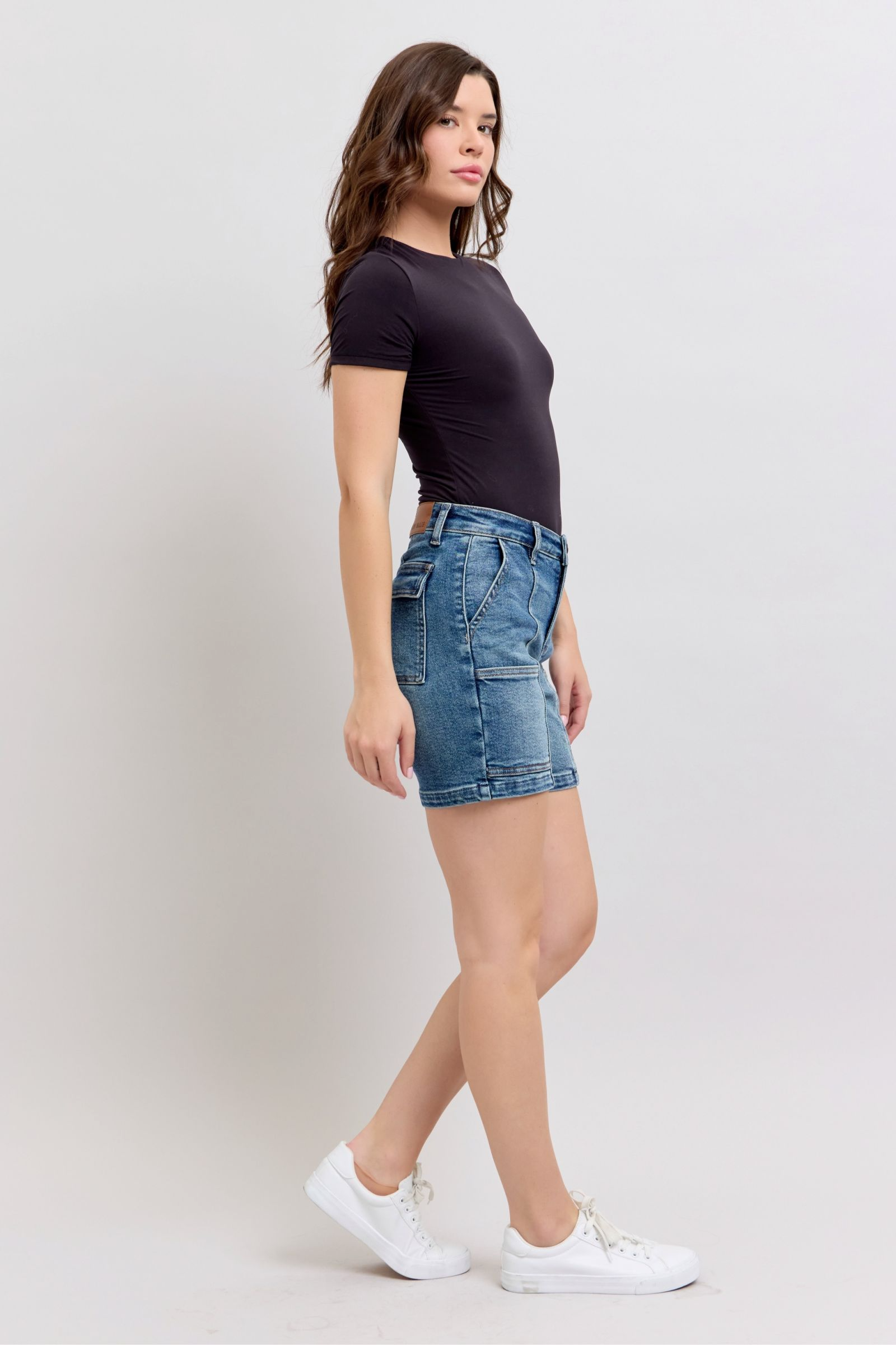 Judy Blue High Waist Denim Shorts with Utility Pockets - Regular & Plus Sizes