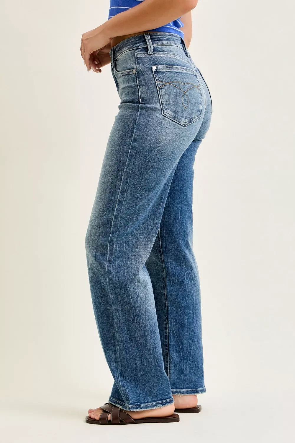 Judy Blue Mid Rise Straight Denim Jeans 82719