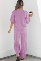Sky Blue Drop Shoulder Boxy Tee and Barrel Pants Set