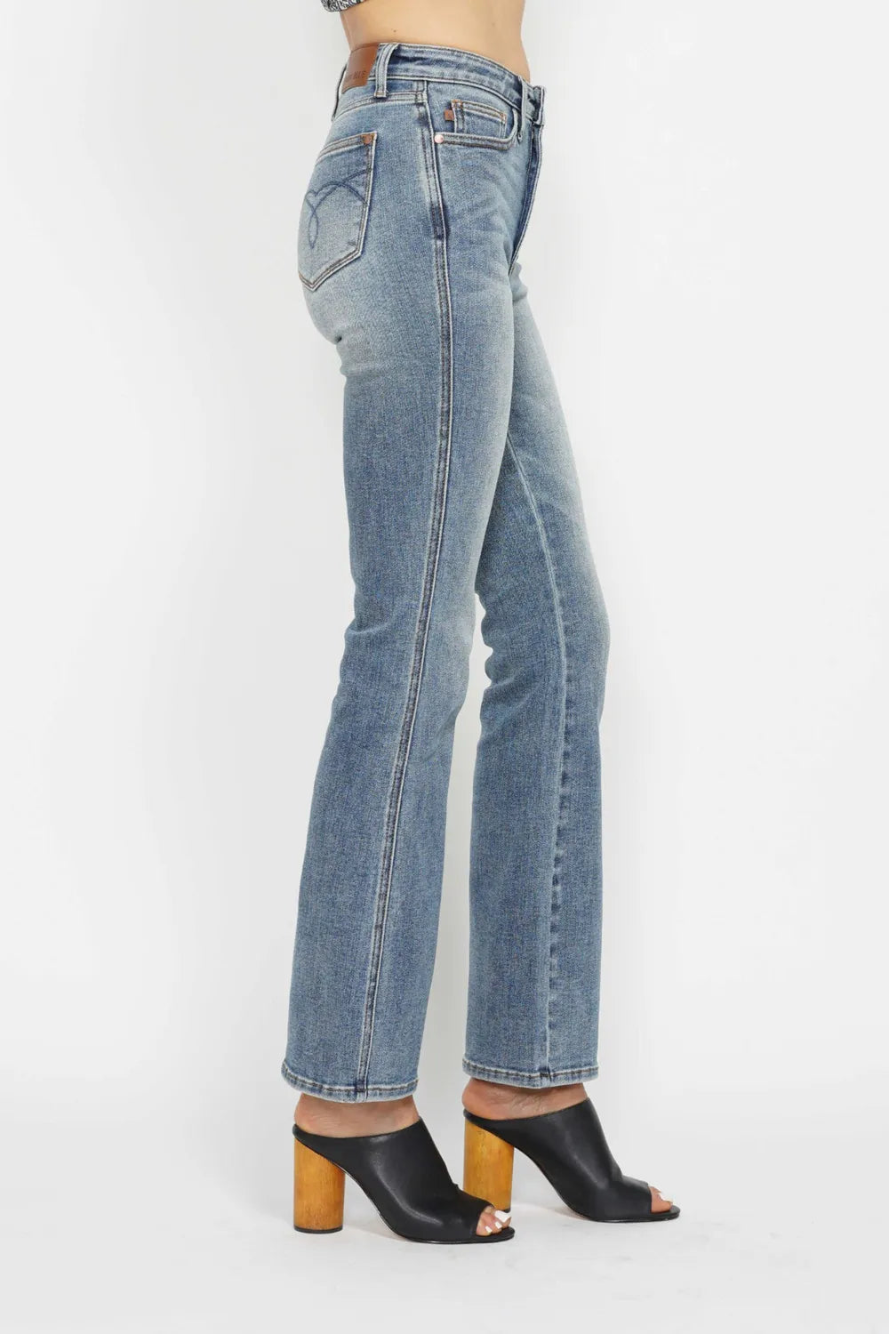 Judy Blue Tummy Control Back Embroidered Pocketed Bootcut Jeans 88783 - 3 Inseams