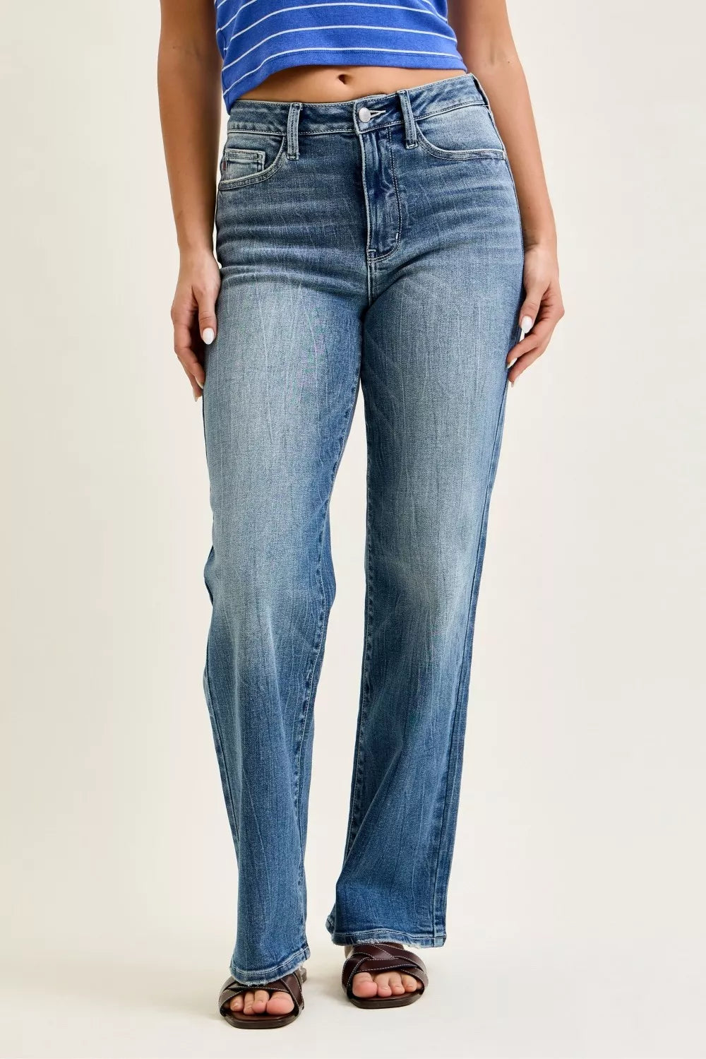 Judy Blue Mid Rise Straight Denim Jeans 82719 MD
