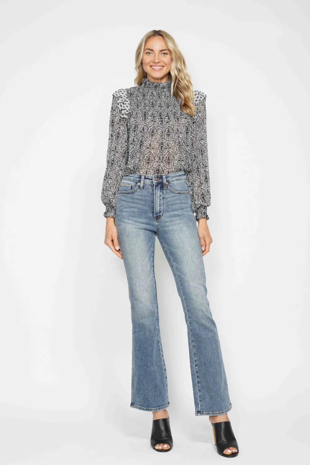 Judy Blue Tummy Control Back Embroidered Pocketed Bootcut Jeans 88783 - 3 Inseams