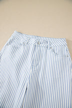 Khaki Stripe Casual Barrel Jeans