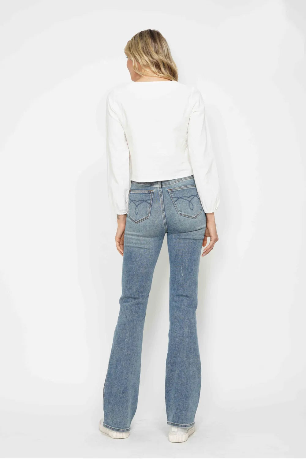Judy Blue Tummy Control Back Embroidered Pocketed Bootcut Jeans 88783 - 3 Inseams