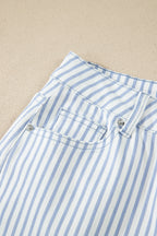 Khaki Stripe Casual Barrel Jeans