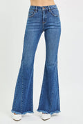 RISEN Mid Rise Flare Side Seam Detailing Jeans DARK