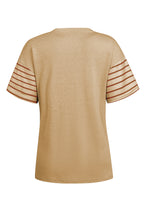 Red Dahlia Color Block Striped Detail Loose T Shirt