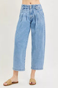 RISEN Slouchy Crop Barrel Pleated Jeans MEDIUM