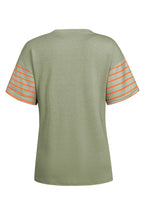 Red Dahlia Color Block Striped Detail Loose T Shirt