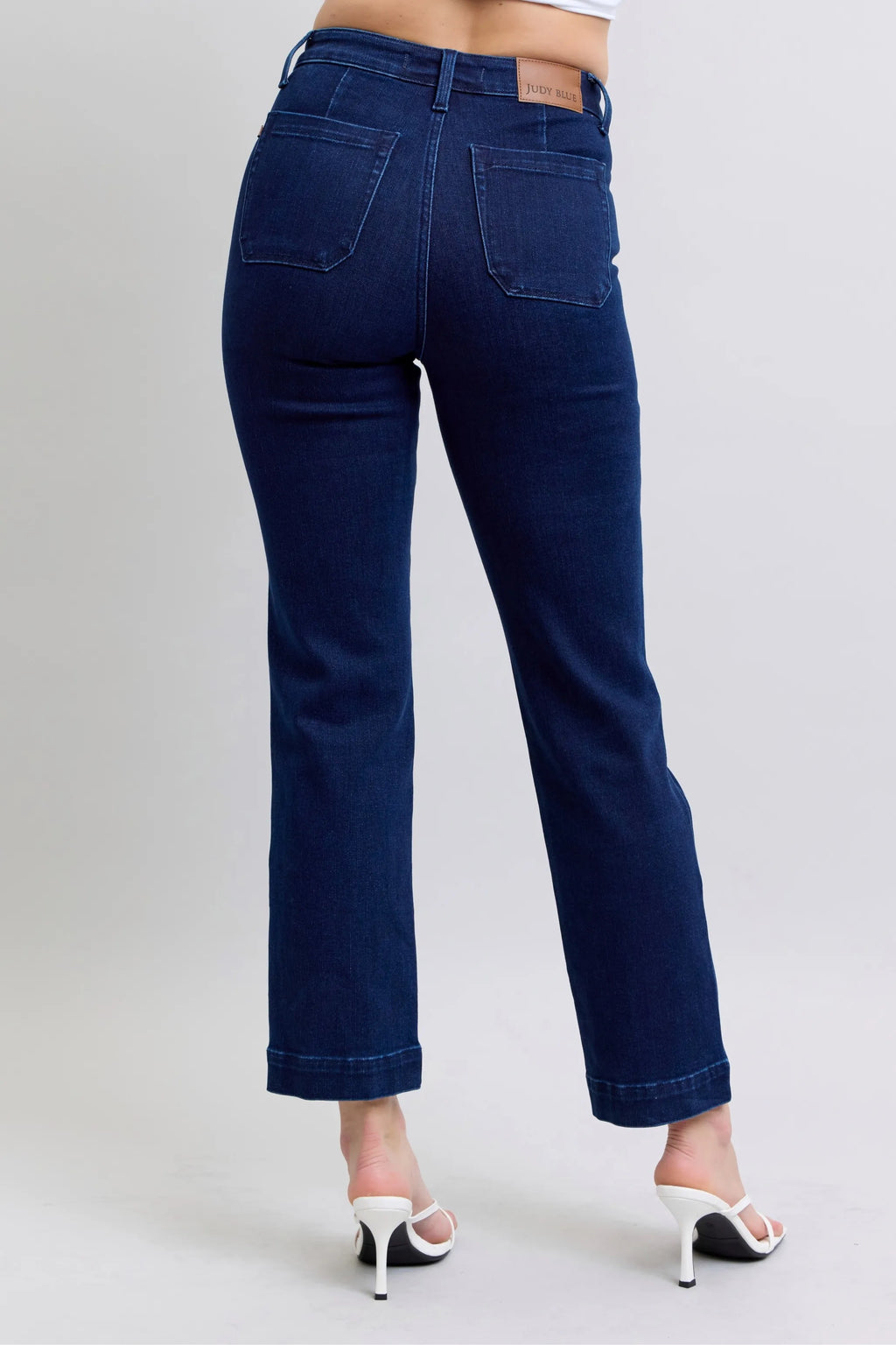 Judy Blue Vintage Horizon High Rise Work Wear Utility Dark Wash Straight Leg Jeans 88918