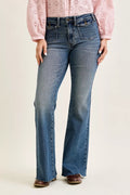 Judy Blue Mid Rise Flare Jeans with Front Flap Pockets 881113 MD