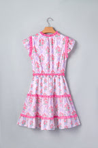 Purple Tiered Ruffles Sleeveless Summer Floral Dress