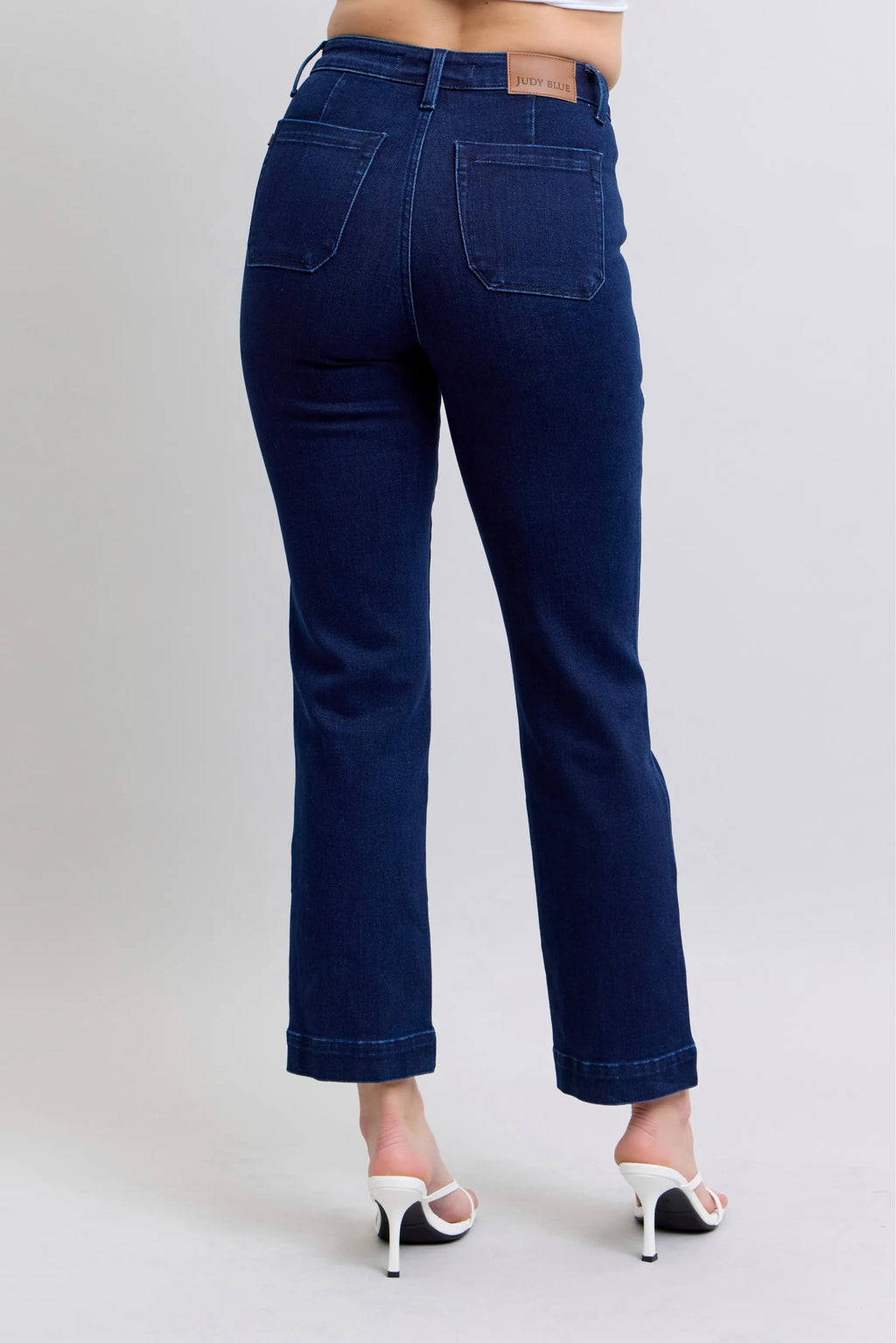 Judy Blue Vintage Horizon High Rise Work Wear Utility Dark Wash Straight Leg Jeans 88918