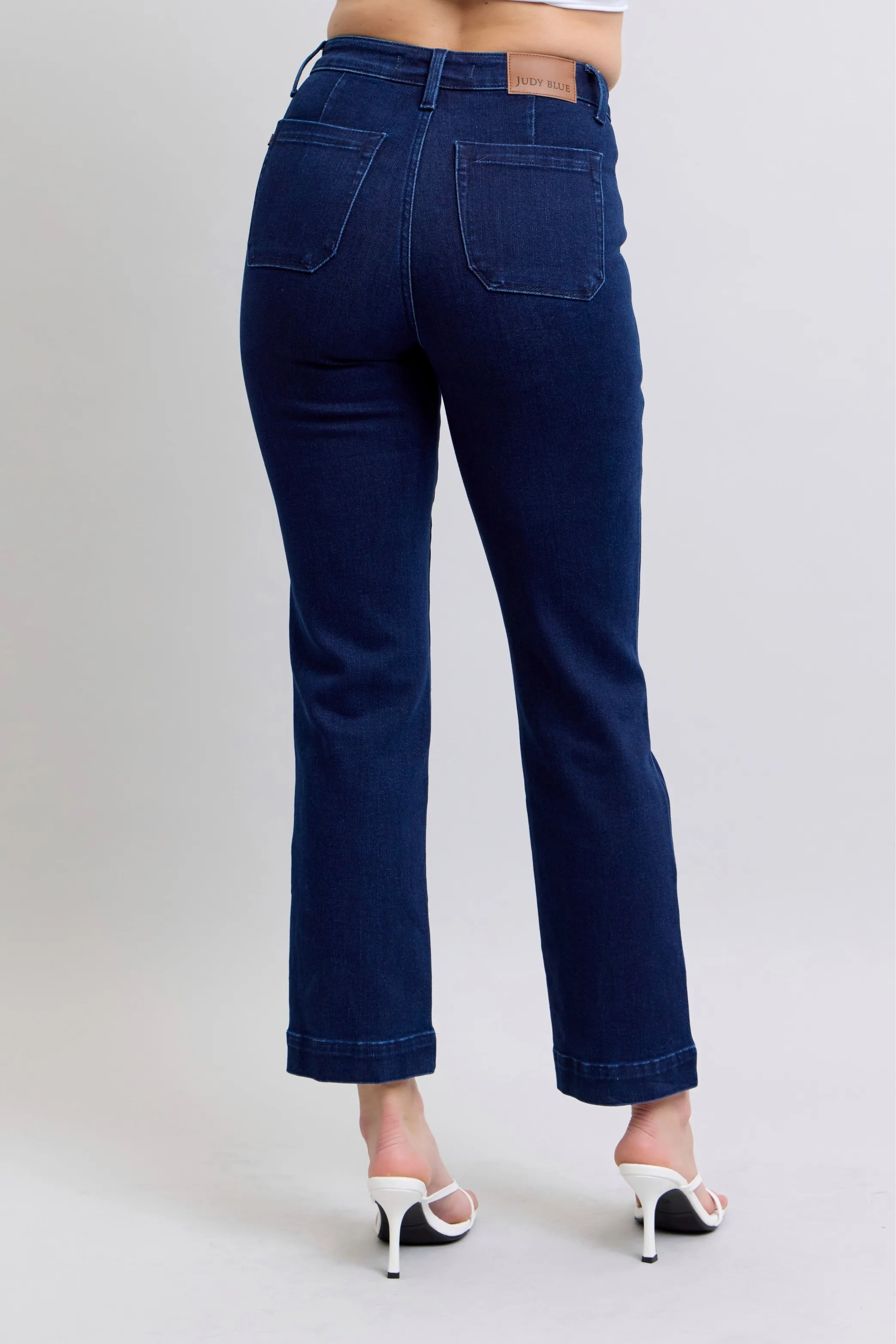 Judy Blue Vintage Horizon High Rise Work Wear Utility Dark Wash Straight Leg Jeans 88918