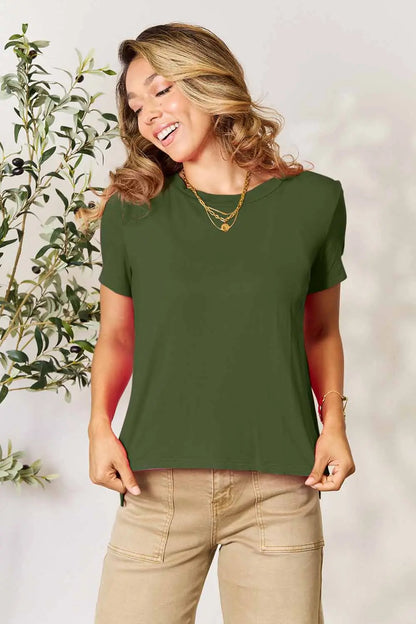 Basic Bae Full Size Round Neck Short Sleeve T-Shirt Matcha Green