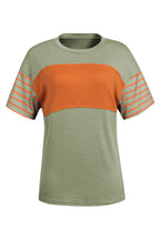 Red Dahlia Color Block Striped Detail Loose T Shirt