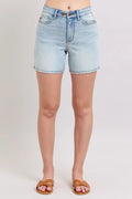 Judy Blue Full Size 2 Button Denim Shorts with Pockets Plus Size Light