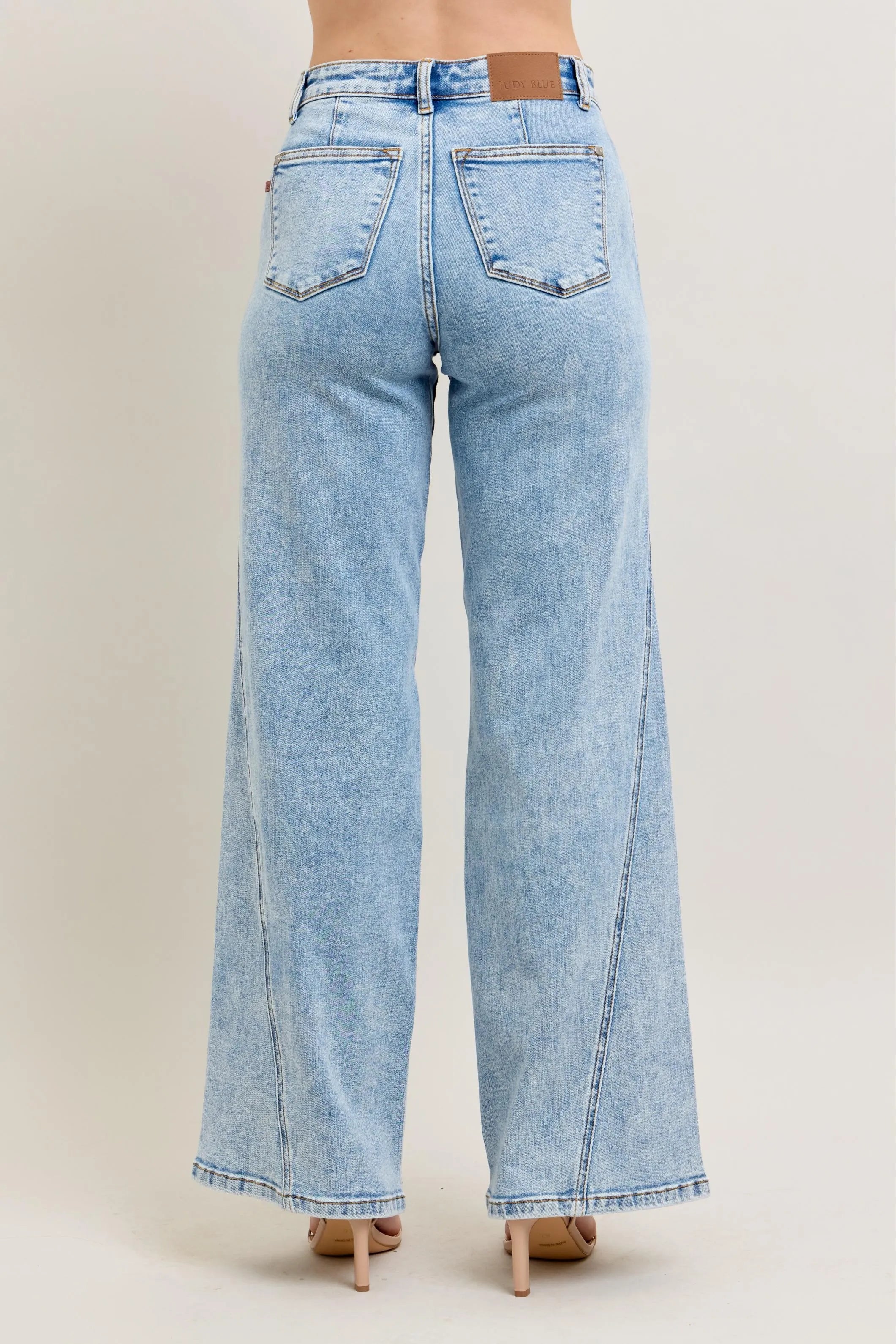 Judy Blue High Waist Wide Leg Jeans with Skewed Inseam