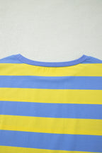 Rose Stripe Dolman Tee Drawstring Skort Athletic 2pcs Set