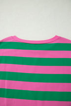 Rose Stripe Dolman Tee Drawstring Skort Athletic 2pcs Set