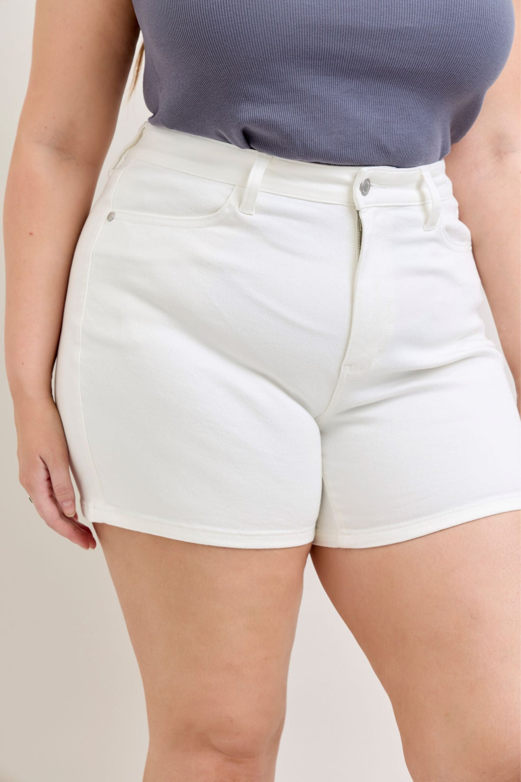 Judy Blue High Waist Slim White Denim Short 150362