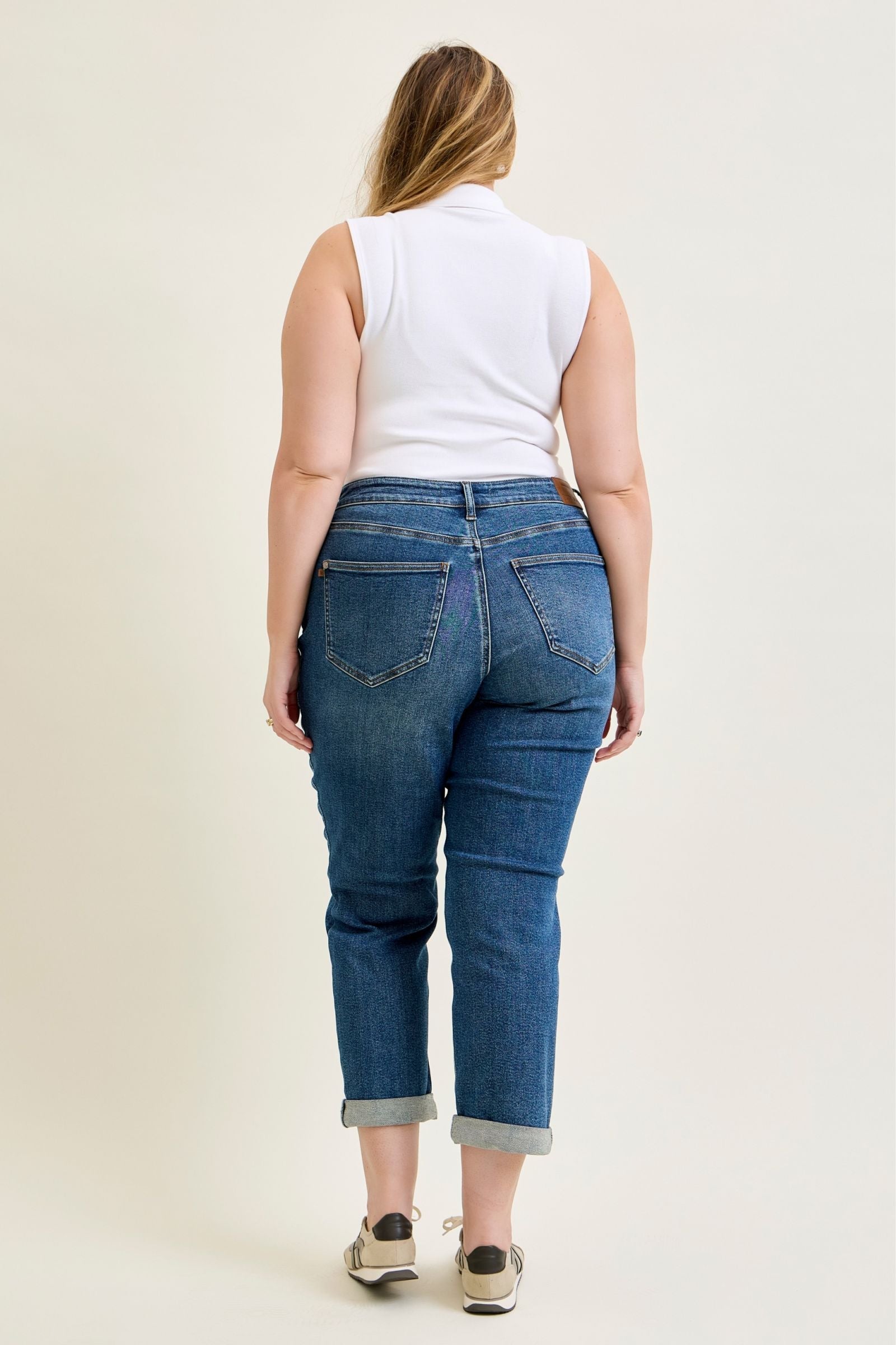 Judy Blue Mid Rise Embroidered Repair Patch Vintage Boyfriend Denim Jeans 881071