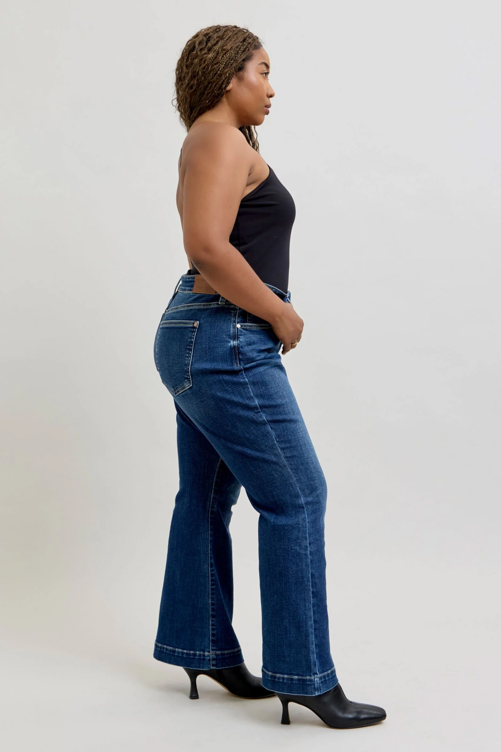 Judy Blue High Waist Trouser Flare Denim Jeans 82637 - Petite