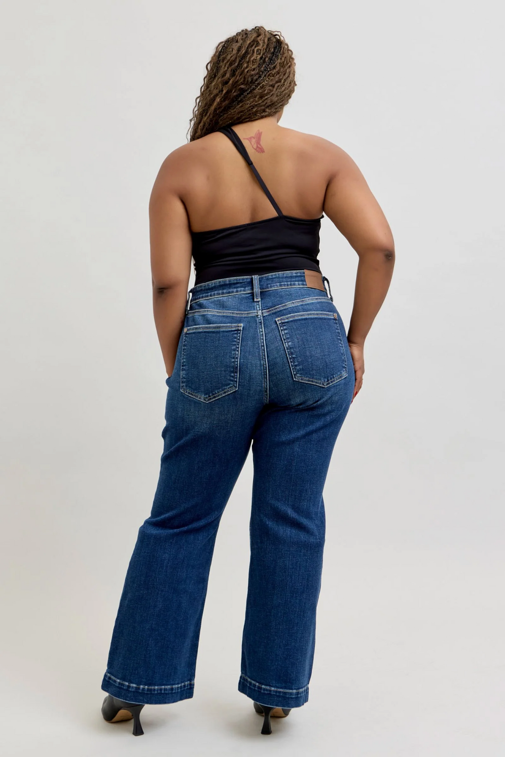 Judy Blue High Waist Trouser Flare Denim Jeans 82637 - Petite