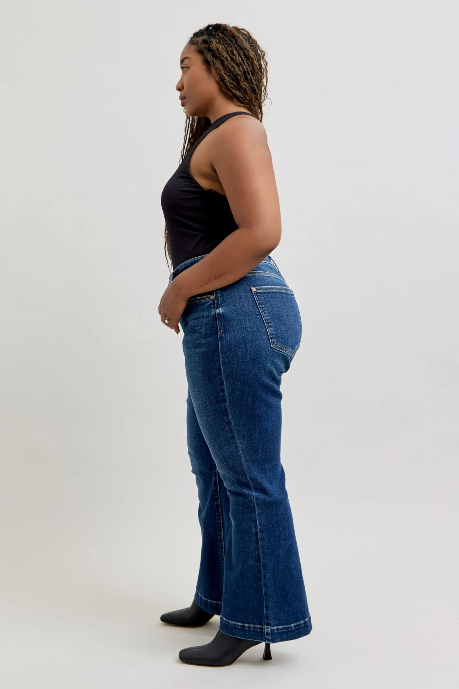 Judy Blue High Waist Trouser Flare Denim Jeans 82637 - Petite