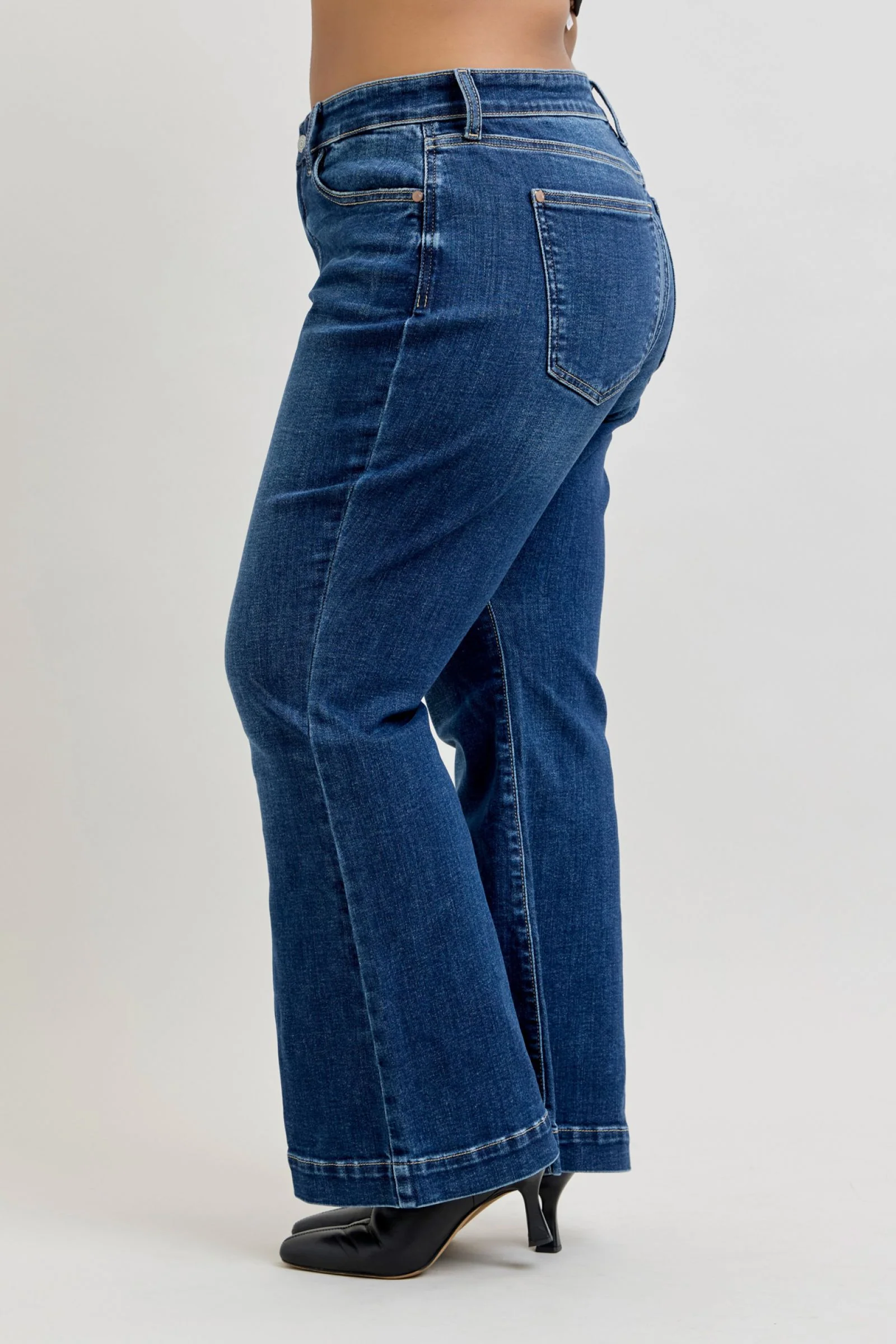 Judy Blue High Waist Trouser Flare Denim Jeans 82637 - Petite