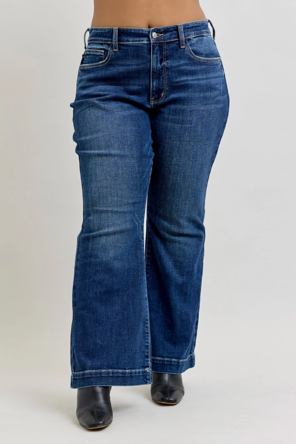 Judy Blue High Waist Trouser Flare Denim Jeans 82637 - Petite