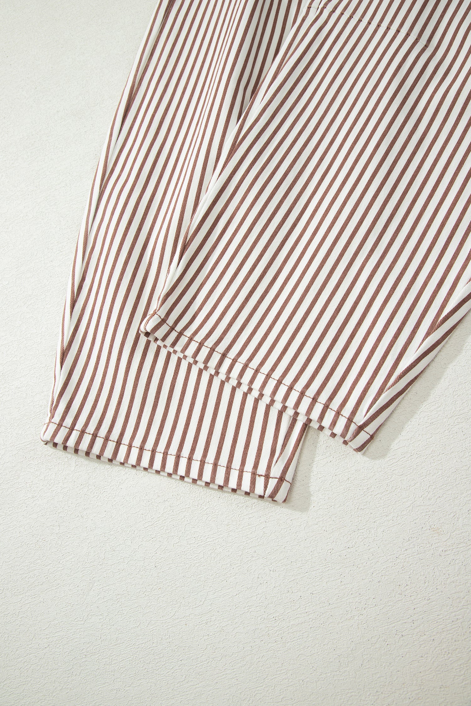 Khaki Stripe Casual Barrel Jeans