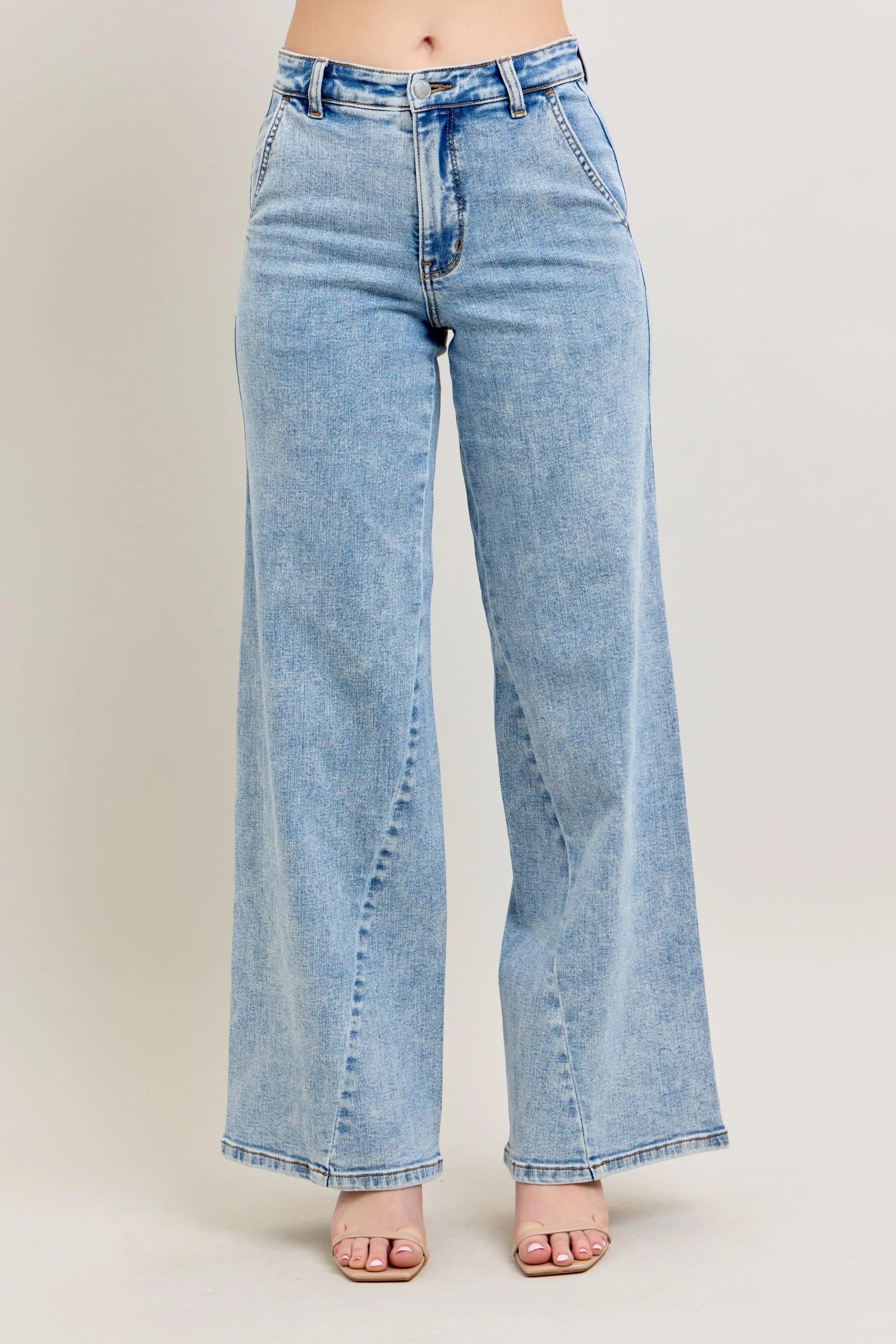 Judy Blue High Waist Wide Leg Jeans with Skewed Inseam