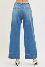 RISEN Slouchy Wide Leg Jeans With Pleats