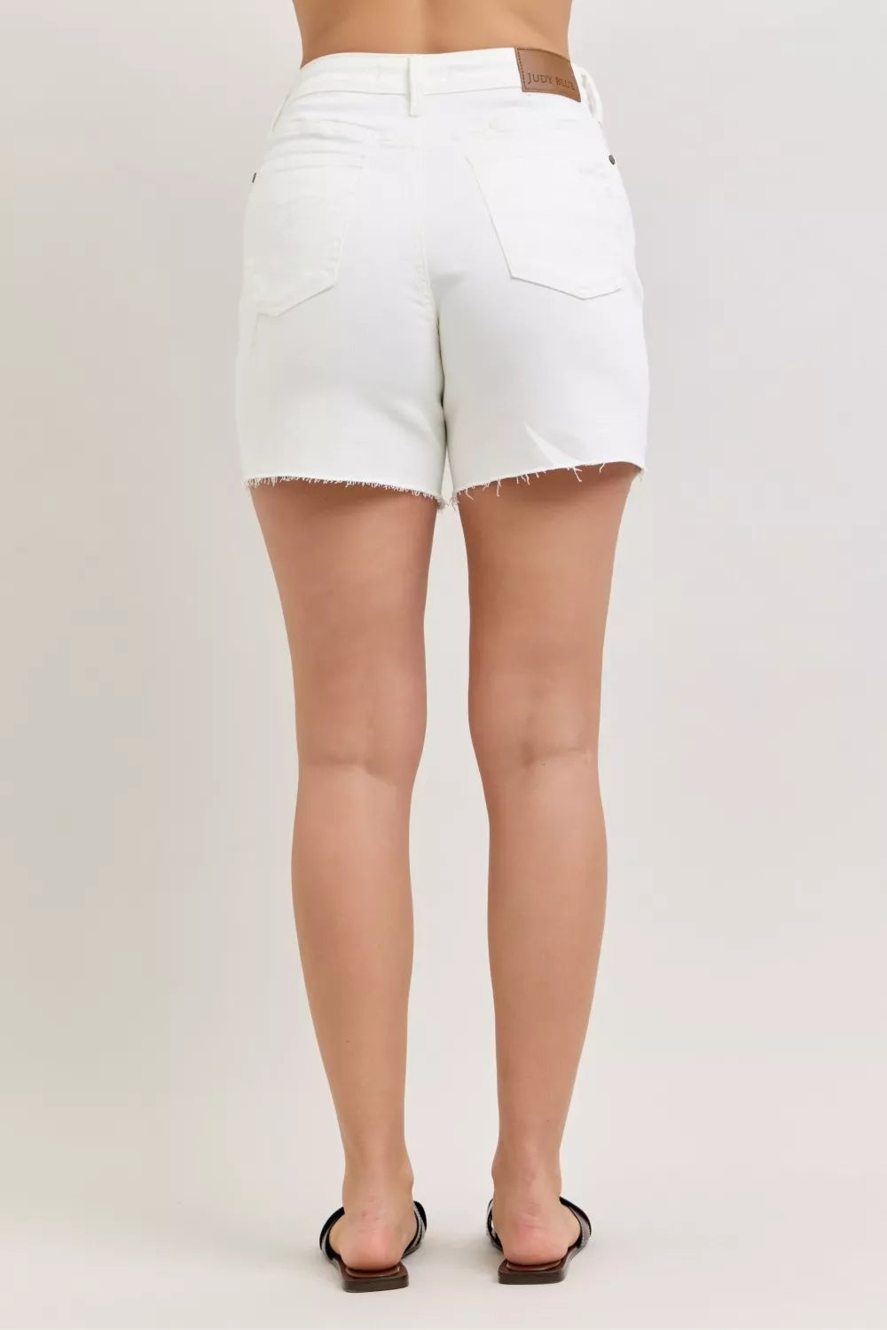 Judy Blue High Waist Rigid Magic White Cell Phone Pocket Dad Denim Short 150365