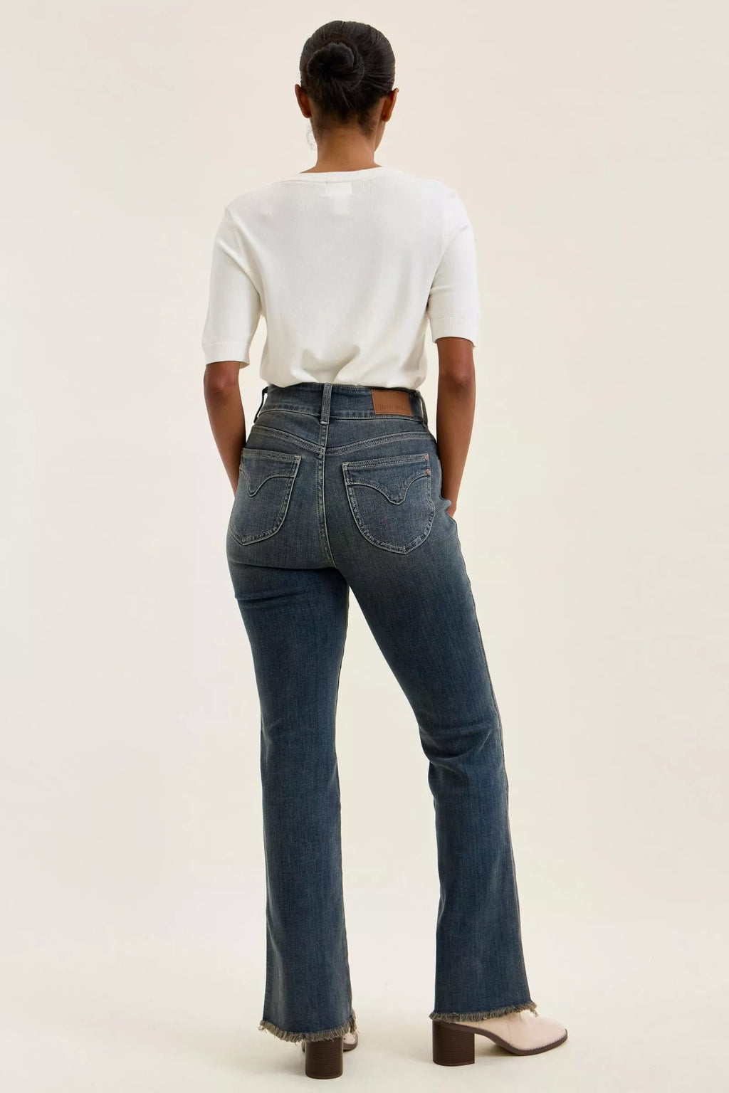 Judy Blue High Waist Double Button Vintage Grey Cast Daisy Bootcut Denim Jeans 82734