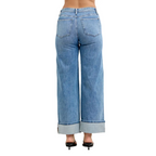 Judy Blue Mid Rise Fold Over Waistband Straight Denim Jeans 881100