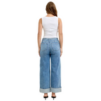 Judy Blue Mid Rise Fold Over Waistband Straight Denim Jeans 881100
