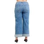 Judy Blue Mid Rise Fold Over Waistband Straight Denim Jeans 881100