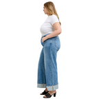 Judy Blue Mid Rise Fold Over Waistband Straight Denim Jeans 881100