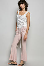 POL Drawstring Textured Ribbed Knit Pants